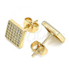 Oro Laminado Stud Earring, Gold Filled Style with White Micro Pave, Polished, Golden Finish, 02.344.0074