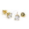 Oro Laminado Stud Earring, Gold Filled Style with White Cubic Zirconia, Polished, Golden Finish, 5.128.018