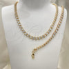 Oro Laminado Necklace and Bracelet, Gold Filled Style with White Cubic Zirconia, Polished, Golden Finish, 06.284.0014.4