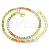 Sterling Silver Tennis Bracelet, with Multicolor Cubic Zirconia, Polished, Golden Finish, 03.332.0002.1.07