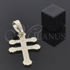 Oro Laminado Religious Pendant, Gold Filled Style Cross Design, Golden Finish, 05.163.0041