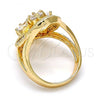 Oro Laminado Multi Stone Ring, Gold Filled Style with White Cubic Zirconia, Polished, Golden Finish, 01.210.0057.07 (Size 7)