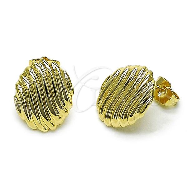 Oro Laminado Stud Earring, Gold Filled Style Polished, Golden Finish, 02.196.0185