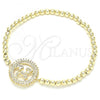 Oro Laminado Fancy Bracelet, Gold Filled Style Expandable Bead and Little Boy Design, with White Cubic Zirconia, Polished, Golden Finish, 03.299.0036.07