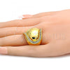 Oro Laminado Multi Stone Ring, Gold Filled Style with White Crystal, Polished, Golden Finish, 01.241.0024.10 (Size 10)