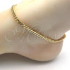 Oro Laminado Basic Anklet, Gold Filled Style Miami Cuban Design, Polished, Golden Finish, 04.213.0099.10