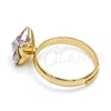 Oro Laminado Multi Stone Ring, Gold Filled Style Butterfly Design, with Rosaline Swarovski Crystals, Polished, Golden Finish, 01.239.0007.8 (One size fits all)