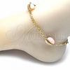 Oro Laminado Fancy Bracelet, Gold Filled Style Shell Design, Pink Enamel Finish, Golden Finish, 03.63.2091.1.10