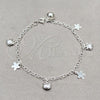 Sterling Silver Fancy Bracelet, Flower and Cat Design, Polished, Silver Finish, 03.409.0116.08