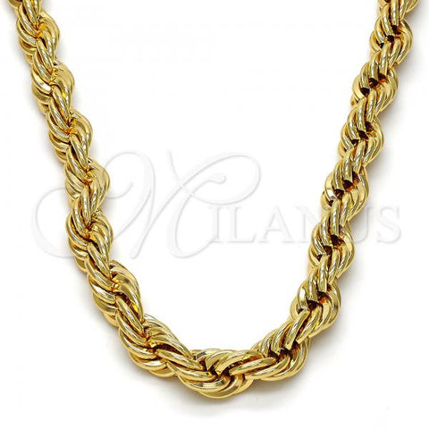 Gold Tone Basic Necklace, Rope Design, Polished, Golden Finish, 04.242.0044.24GT