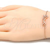 Sterling Silver Fancy Bracelet, Love Design, with White Cubic Zirconia, Polished, Rose Gold Finish, 03.336.0074.1.07