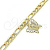 Oro Laminado Charm Bracelet, Gold Filled Style Butterfly Design, Polished, Golden Finish, 03.331.0177.08