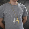Stainless Steel Pendant Necklace, Crucifix Design, Polished, Golden Finish, 04.116.0047.30