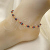 Oro Laminado Fancy Anklet, Gold Filled Style with Black Crystal, Polished, Golden Finish, 5.039.007.10