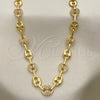 Oro Laminado Fancy Necklace, Gold Filled Style Puff Mariner Design, with White Micro Pave, Polished, Golden Finish, 04.63.1407.24