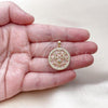 Oro Laminado Fancy Pendant, Gold Filled Style Mom and Heart Design, with Pink Mother of Pearl and White Cubic Zirconia, Polished, Golden Finish, 05.423.0001