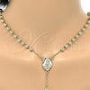Oro Laminado Medium Rosary, Gold Filled Style San Lazaro and Crucifix Design, Polished, Golden Finish, 5.208.005.24
