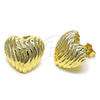 Oro Laminado Stud Earring, Gold Filled Style Heart Design, Polished, Golden Finish, 02.163.0384