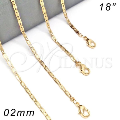 Oro Laminado Basic Necklace, Gold Filled Style Polished, Golden Finish, 04.213.0081.18