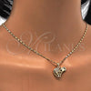Oro Laminado Pendant Necklace, Gold Filled Style Elephant Design, with White Micro Pave, Polished, Golden Finish, 04.233.0006.18