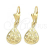 Oro Laminado Dangle Earring, Gold Filled Style Leaf Design, Golden Finish, 5.084.019