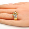 Gold Tone Multi Stone Ring, with White Cubic Zirconia, Polished, Golden Finish, 01.199.0006.07.GT (Size 7)