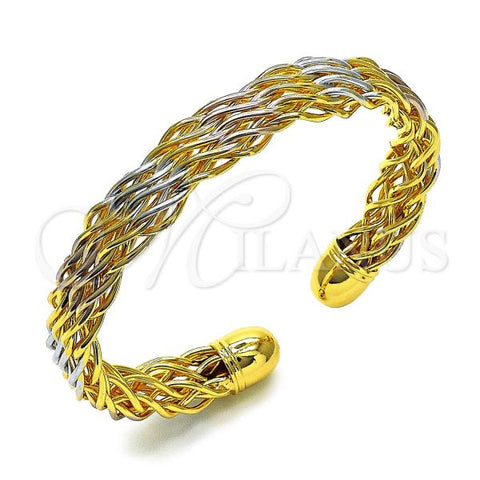 Oro Laminado Individual Bangle, Gold Filled Style Polished, Tricolor, 07.170.0005