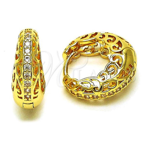 Oro Laminado Small Hoop, Gold Filled Style with White Cubic Zirconia, Polished, Golden Finish, 02.195.0206.20
