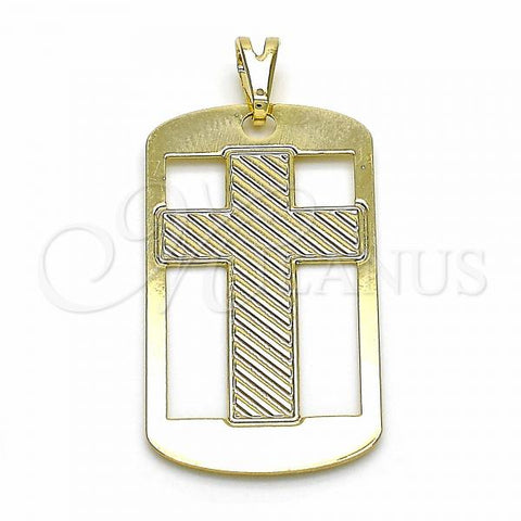 Oro Laminado Religious Pendant, Gold Filled Style Cross Design, Polished, Golden Finish, 05.09.0065