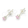 Sterling Silver Stud Earring, with Pink Cubic Zirconia, Polished,, 02.63.2604.2