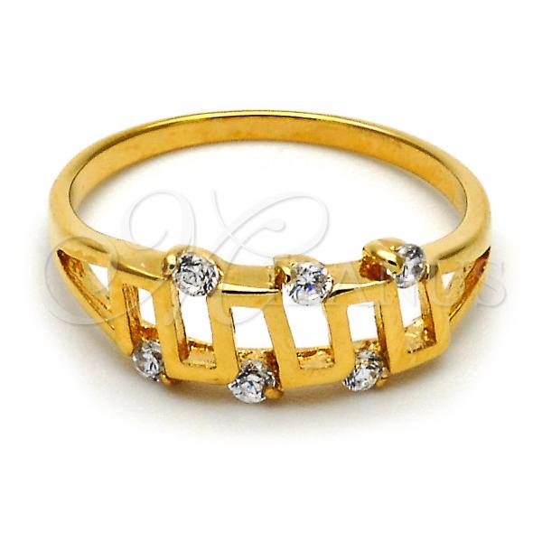 Oro Laminado Multi Stone Ring, Gold Filled Style with White Cubic Zirconia, Polished, Golden Finish, 01.63.0141.08 (Size 8)