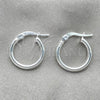 Sterling Silver Small Hoop, Hollow Design, Polished, Silver Finish, 02.389.0186.10