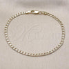 Oro Laminado Basic Bracelet, Gold Filled Style Curb and Pave Cuban Design, Diamond Cutting Finish, Golden Finish, 04.213.0357.07
