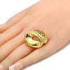 Oro Laminado Multi Stone Ring, Gold Filled Style with White Crystal, Polished, Golden Finish, 01.241.0008.08 (Size 8)