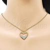 Oro Laminado Fancy Pendant, Gold Filled Style Heart Design, with White Micro Pave, Polished, Golden Finish, 05.381.0012