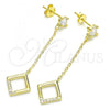 Sterling Silver Long Earring, with White Cubic Zirconia, Polished, Golden Finish, 02.366.0003.1