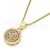 Oro Laminado Pendant Necklace, Gold Filled Style with Garnet Micro Pave, Polished, Golden Finish, 04.156.0339.2.20