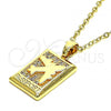 Oro Laminado Fancy Pendant, Gold Filled Style Airplane Design, with White Micro Pave, Polished, Golden Finish, 05.193.0003