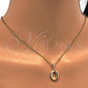 Oro Laminado Fancy Pendant, Gold Filled Style Initials Design, with White Cubic Zirconia, Polished, Golden Finish, 05.26.0027