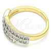 Oro Laminado Multi Stone Ring, Gold Filled Style with White Cubic Zirconia, Polished, Two Tone, 01.210.0068.08 (Size 8)