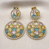 Oro Laminado Stud Earring, Gold Filled Style with Multicolor Cubic Zirconia and White Micro Pave, Polished, Golden Finish, 02.436.0009