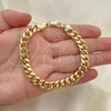 Oro Laminado Basic Bracelet, Gold Filled Style Miami Cuban Design, Polished, Golden Finish, 5.223.010.08