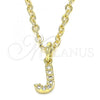 Oro Laminado Fancy Pendant, Gold Filled Style Initials Design, with White Cubic Zirconia, Polished, Golden Finish, 05.341.0030