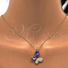 Oro Laminado Pendant Necklace, Gold Filled Style Butterfly Design, with Tanzanite and Aurore Boreale Swarovski Crystals, Polished, Golden Finish, 04.239.0043.6.18