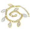 Oro Laminado Charm Bracelet, Gold Filled Style Guadalupe Design, Polished, Tricolor, 03.351.0119.08