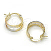 Oro Laminado Small Hoop, Gold Filled Style Matte Finish, Tricolor, 02.65.2618.15