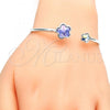 Rhodium Plated Individual Bangle, Flower Design, with Tanzanite and Aurore Boreale Swarovski Crystals, Polished, Rhodium Finish, 07.239.0011.6 (02 MM Thickness, One size fits all)