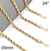 Oro Laminado Basic Necklace, Gold Filled Style Rope Design, Polished, Golden Finish, 04.213.0103.24