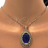 Oro Laminado Earring and Pendant Adult Set, Gold Filled Style with Tanzanite Azavache and White Crystal, Resin Finish, Golden Finish, 10.262.0003.2
