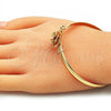 Oro Laminado Individual Bangle, Gold Filled Style Flower Design, Polished, Golden Finish, 07.192.0016.04